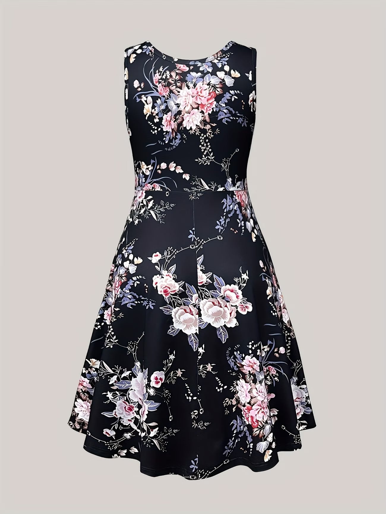 Plus Size Women Elegant Lace Coat & Printed Vest Dress 2-Piece Outfit Set