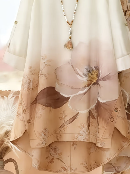 Elegant Botanical Print 2-Piece Women’s Co-Ord Set