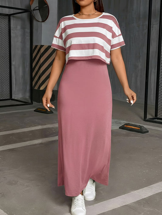 Chic Layered Stripe Dress Set