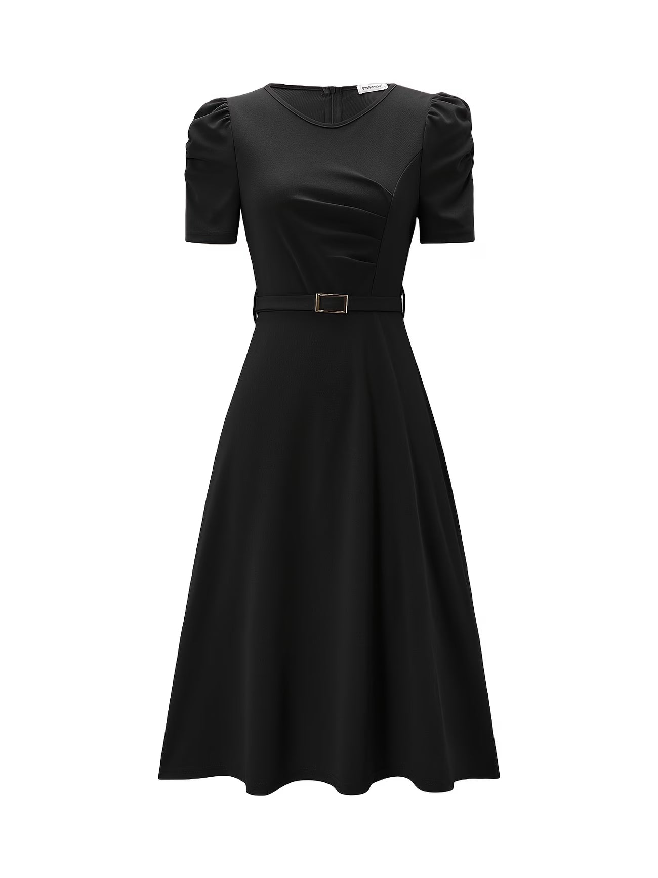 Women's Elegant V-Neck Ruffle Midi Dress with Waist Belt