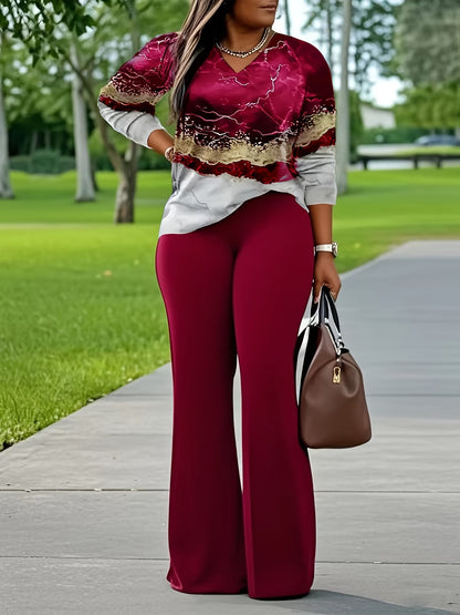 LuxePrint V-Neck Co-Ord Set