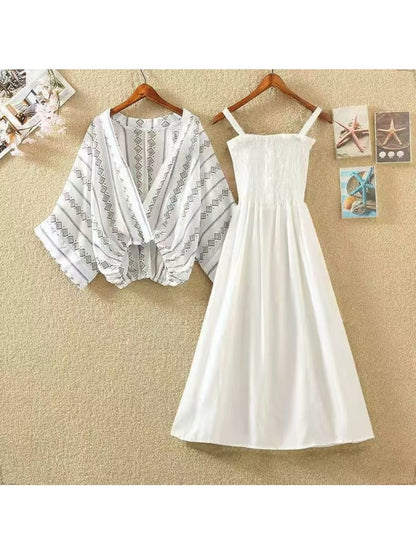 Women's Chiffon Waist-Cinched Dress & Layered Two-Piece Set