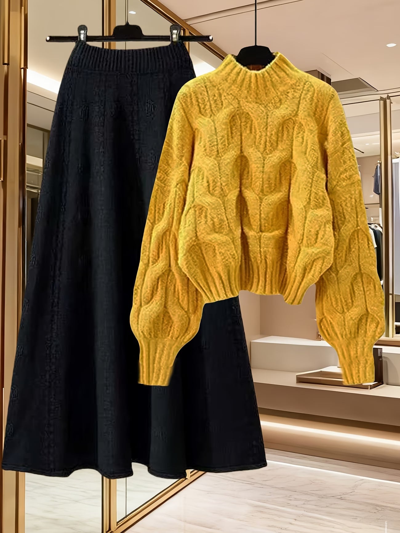Elegant Sweater & Skirt Two-Piece Set