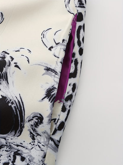 Tribal Print Lapel Button-Front Dress
