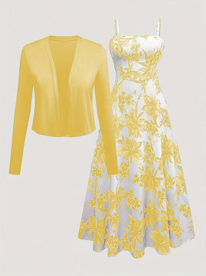 Women Elegant Top & Skirt Two-Piece Set