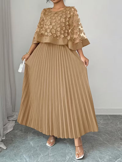Women’s Elegant 3D Floral Appliqué Dress