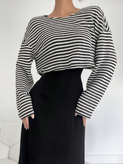 Chic Layered Stripe Dress Set