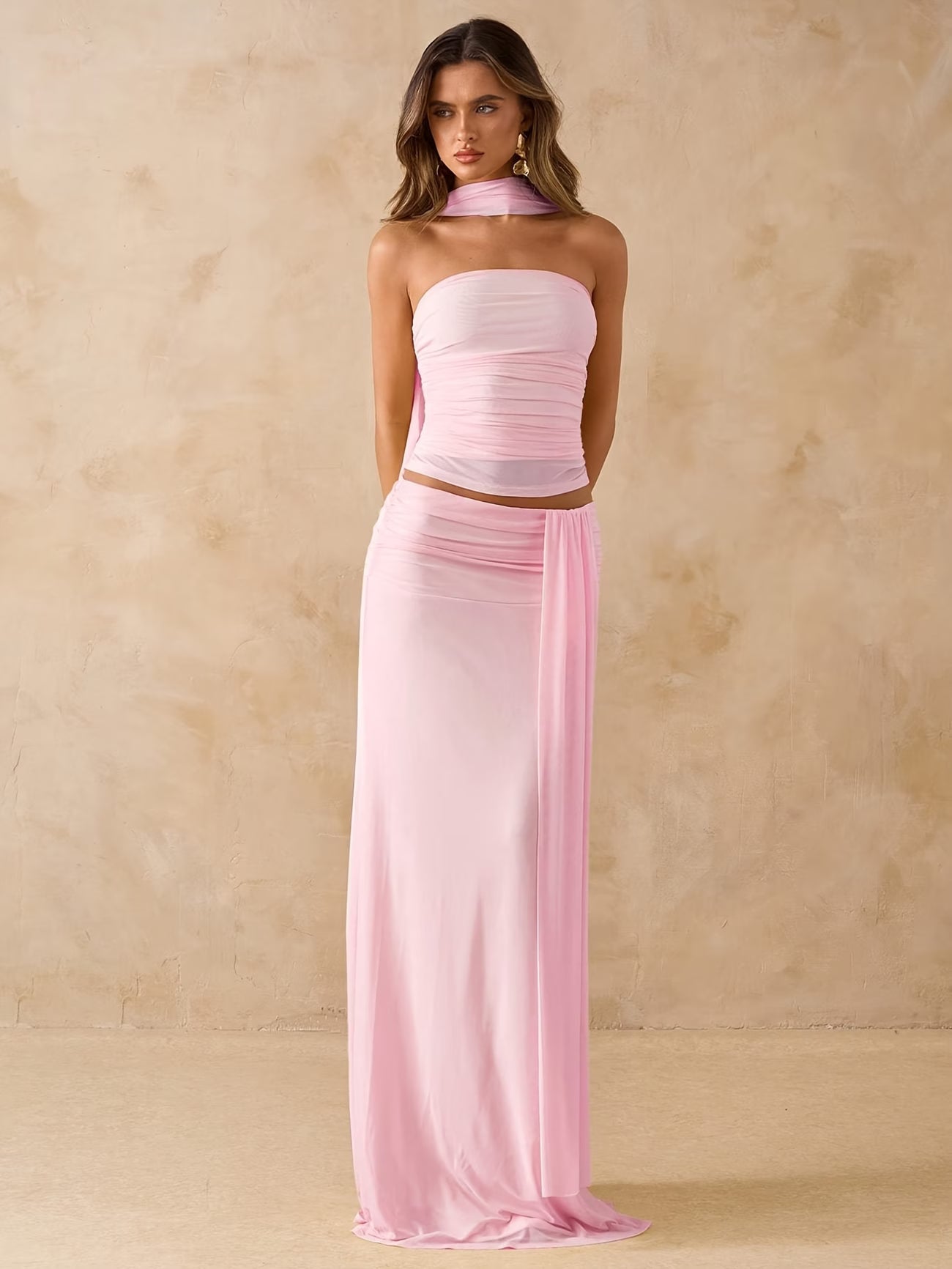 Elegant Draped Bodycon Co-Ord Set 💖