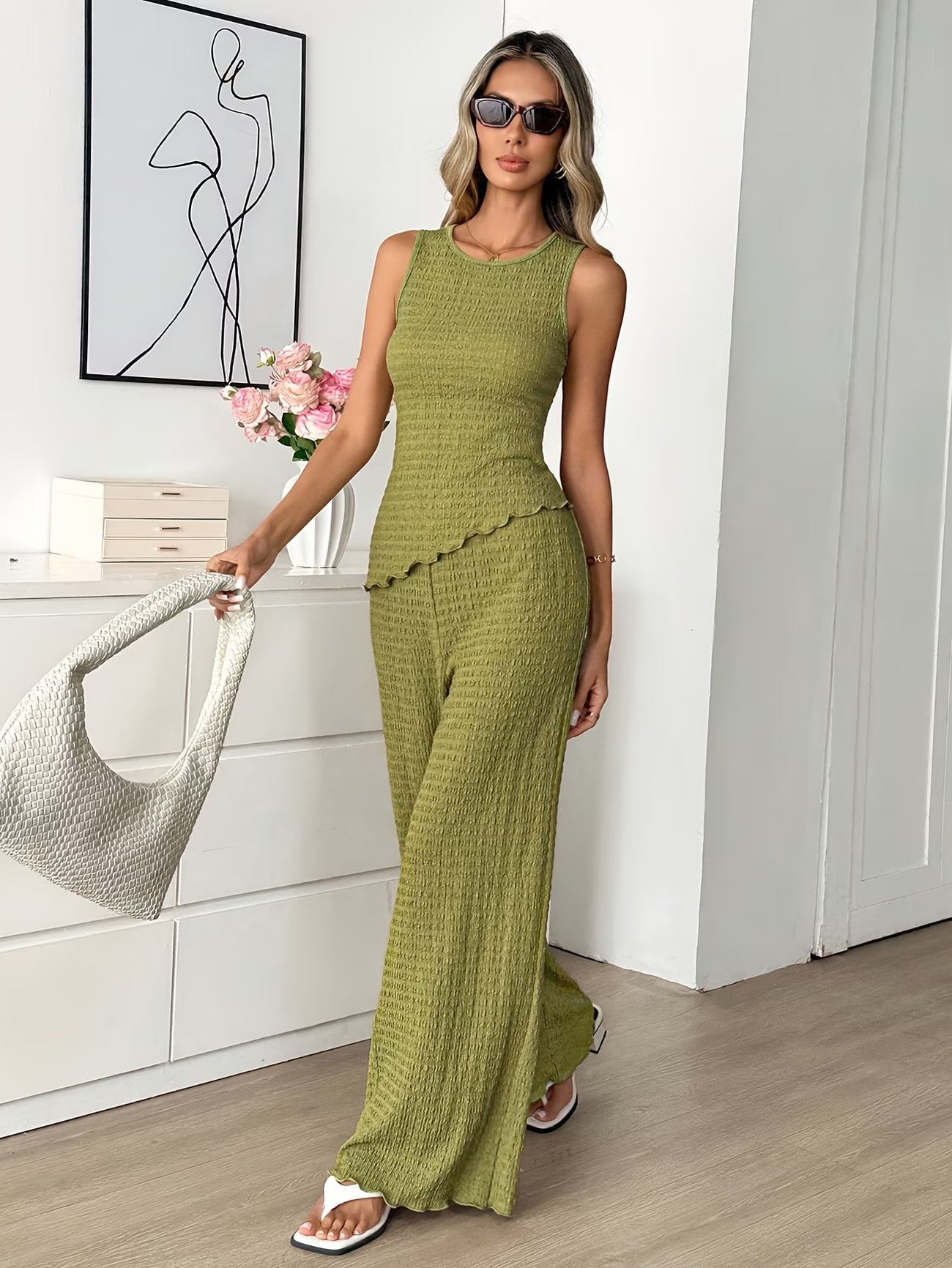 Olive Luxe Irregular Co-Ord Set