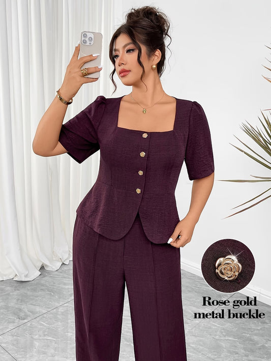 RoseAura Plus Size Co-Ord Set