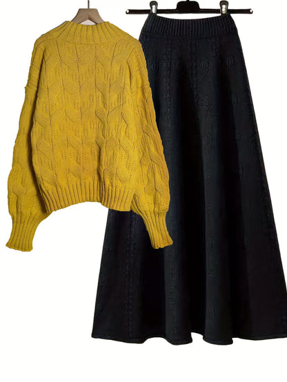 Elegant Sweater & Skirt Two-Piece Set