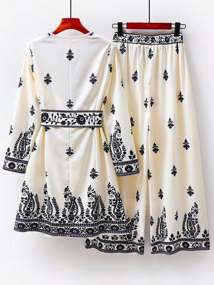 Floral Elegance Women's Matching Top & Pants Set