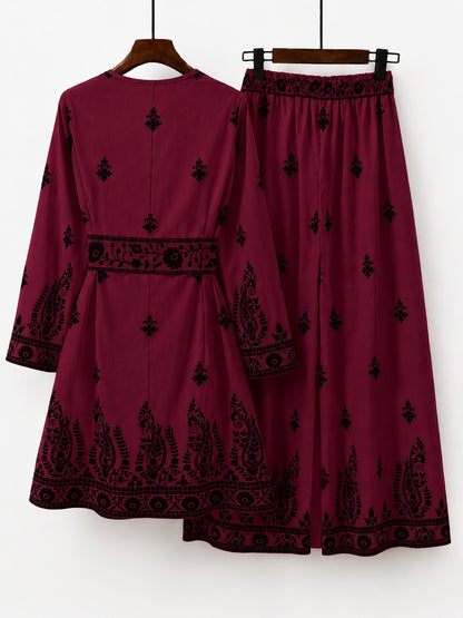 Floral Elegance Women's Matching Top & Pants Set