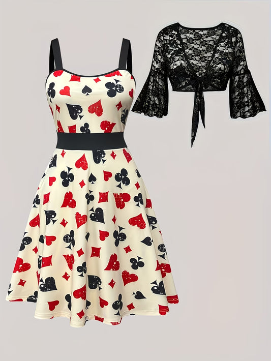 Women's Floral Halter Dress & Cardigan Set