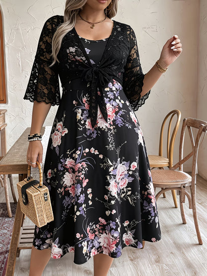 Women's Floral Halter Dress & Cardigan Set