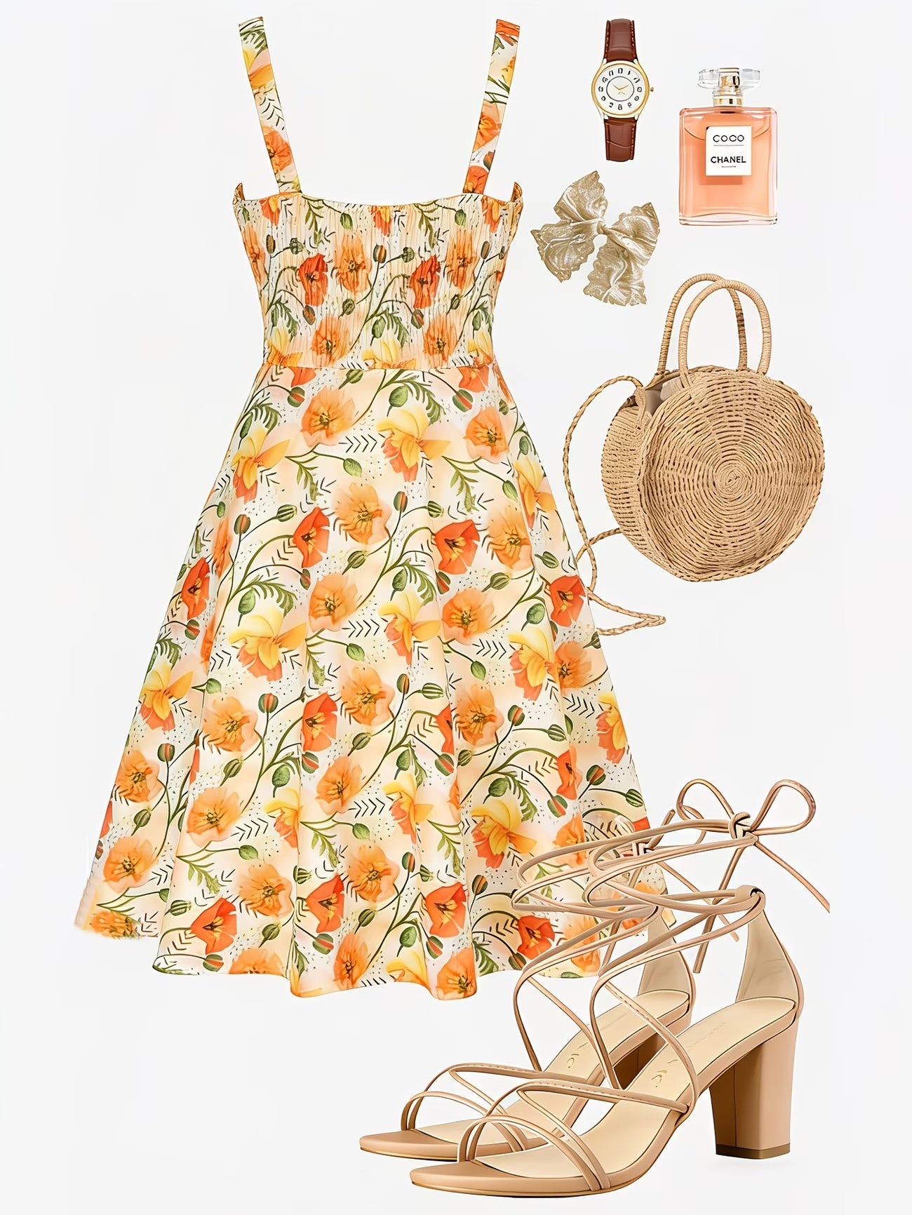 Women's Floral Halter Dress & Cardigan Set