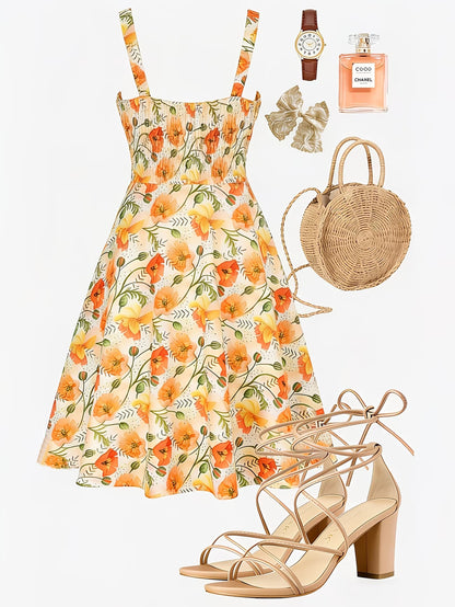 Women's Floral Halter Dress & Cardigan Set