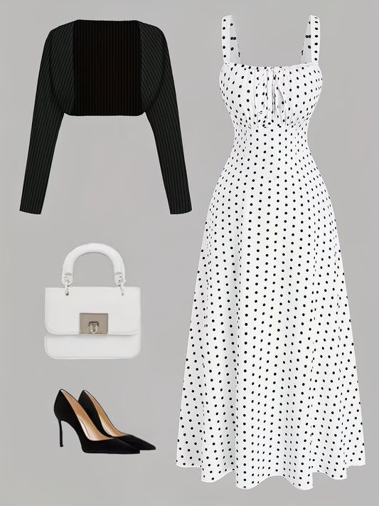 Women's Floral Halter Dress & Cardigan Set