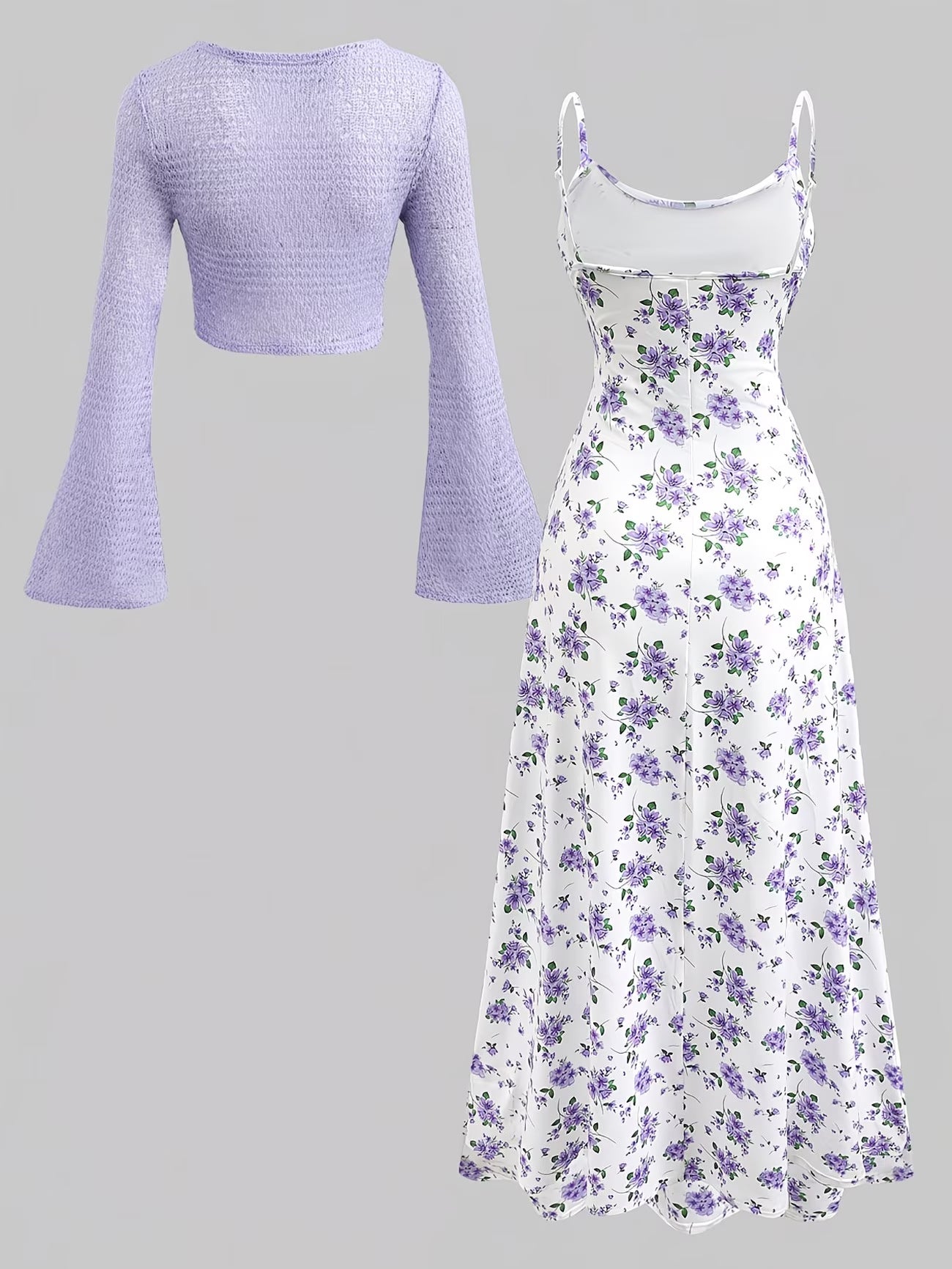 Women's Floral Halter Dress & Cardigan Set