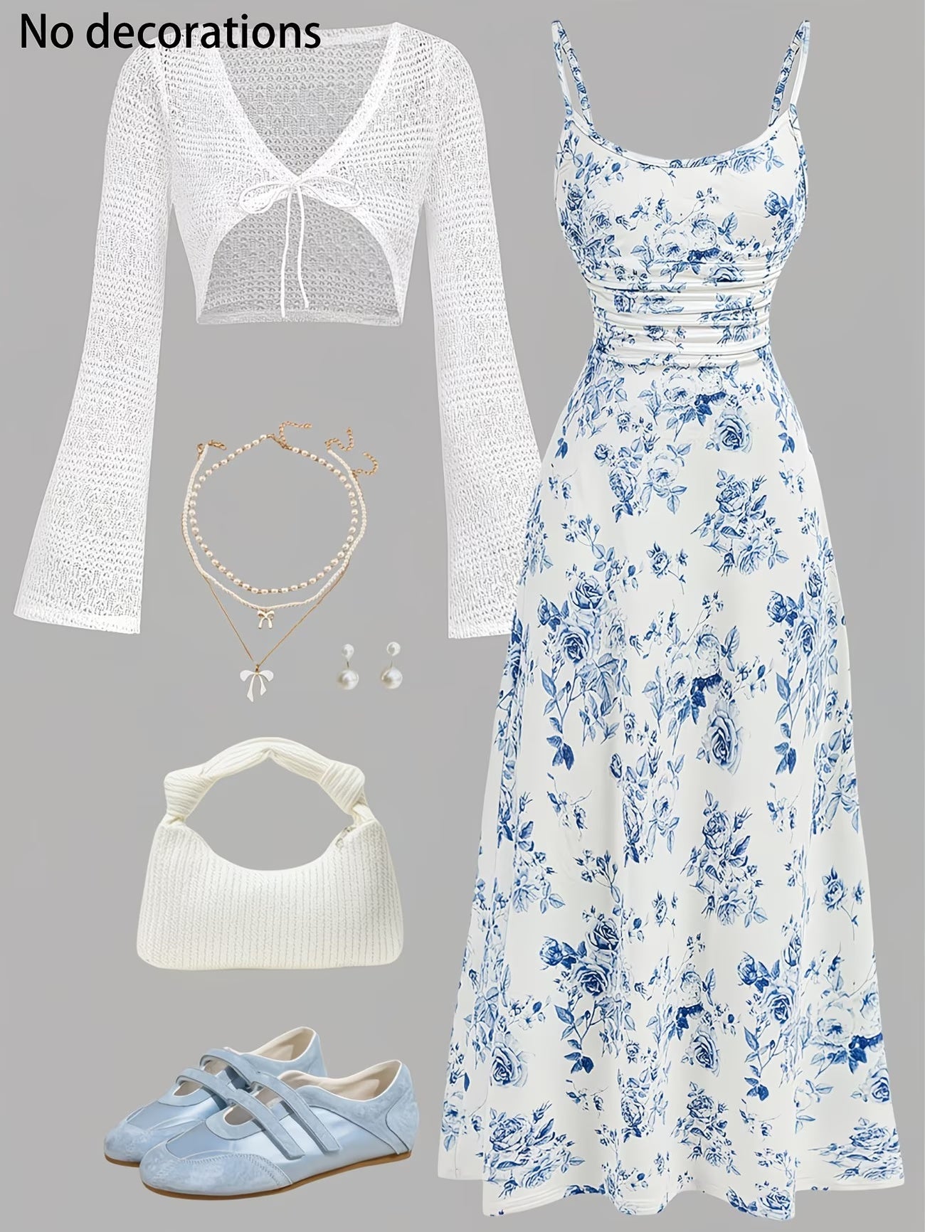 Women's Floral Halter Dress & Cardigan Set