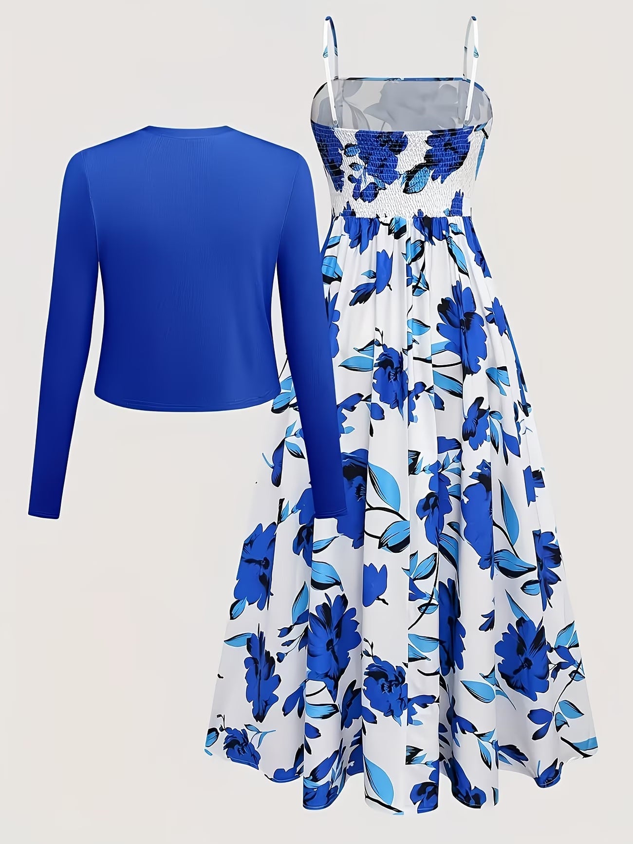 Women's Floral Halter Dress & Cardigan Set