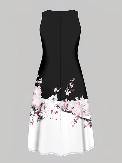 Blooming Grace Women's Floral Tie-Waist Dress with Matching Cardigan