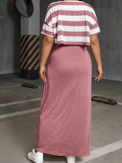 Chic Layered Stripe Dress Set