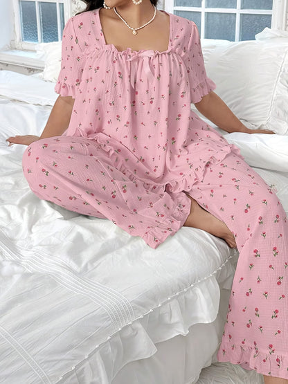 Chic Bow Print Lounge Co-Ord Set