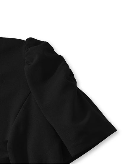 Women's Elegant V-Neck Ruffle Midi Dress with Waist Belt
