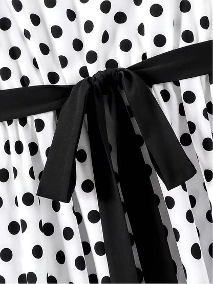 Plus Size Polka Dot Tie-Front 2-Piece Set