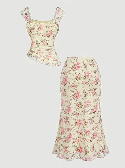 🌸 Bow Co-Ord Skirt Set
