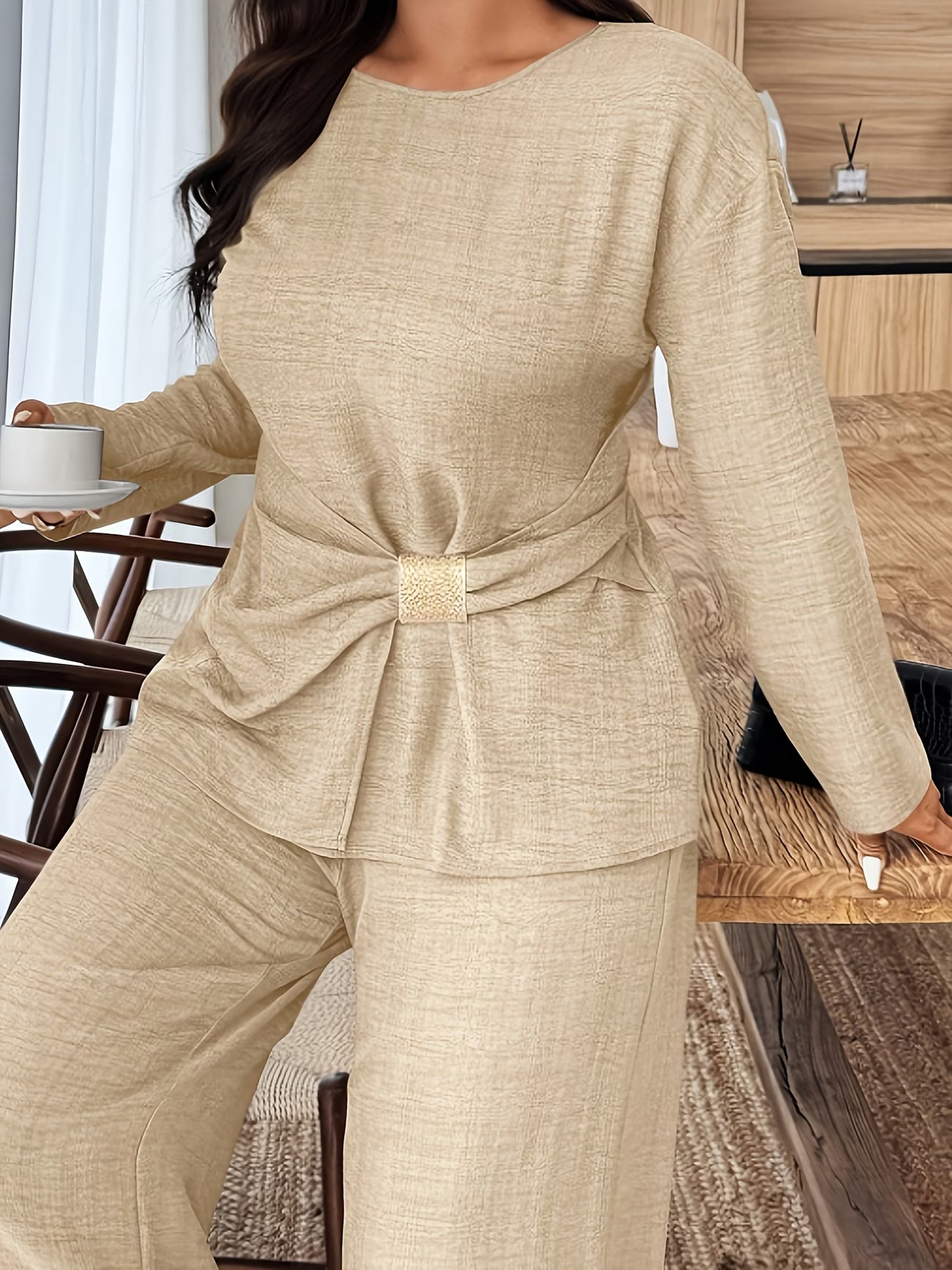 Elegant Pleated Waist Tie Co-Ord Set