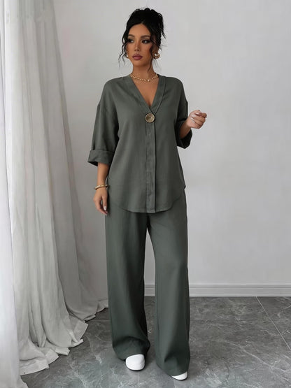 European Luxe Wide-Leg Co-Ord Set