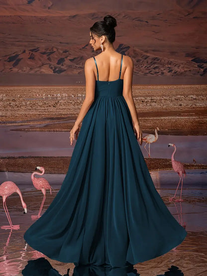 Chiffon Strapless Formal Gown – Stylish Ruched Waist Party Dress