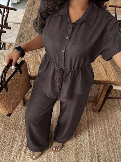 Chic Drawstring Wide-Leg Co-Ord Set