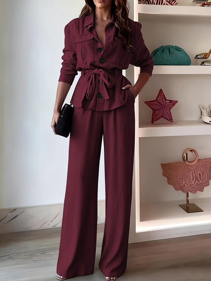 Chic Drawstring Wide-Leg Co-Ord Set