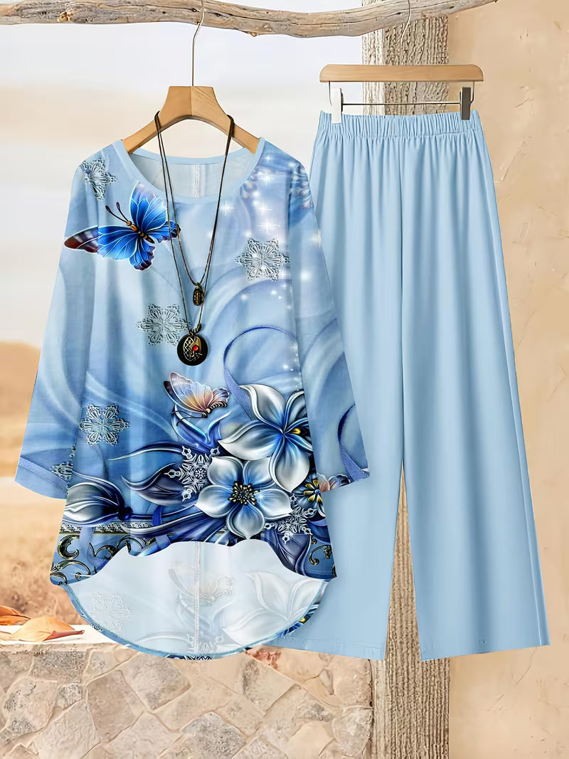 Women’s Color-Block Striped Top & Pants Set
