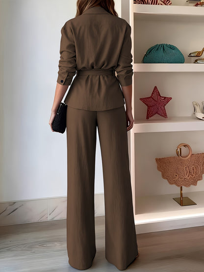 Chic Drawstring Wide-Leg Co-Ord Set