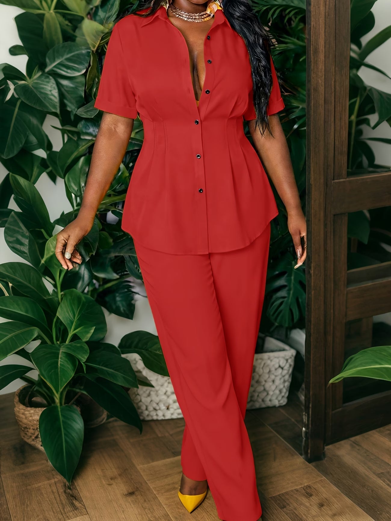 Two-Piece Set Featuring a Chic Top And Relaxed Long Pants