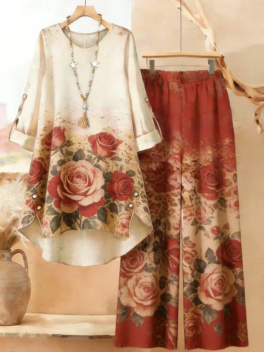 Women’s Printed Co-Ord Set – Comfortable Casual Wear (Top & Pants)