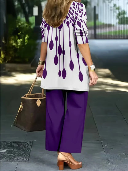 Floral Embroidered 3 Piece Linen Co-ord Set for Women — Jacket Vest and Wide Leg Pants
