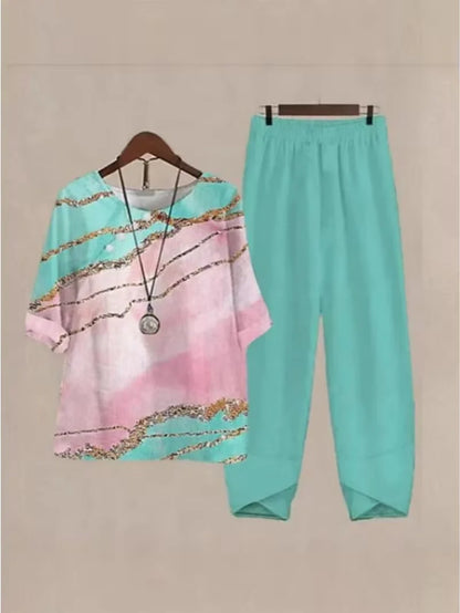 Breathable Floral Top & Pants Set – Perfect Summer Outfit
