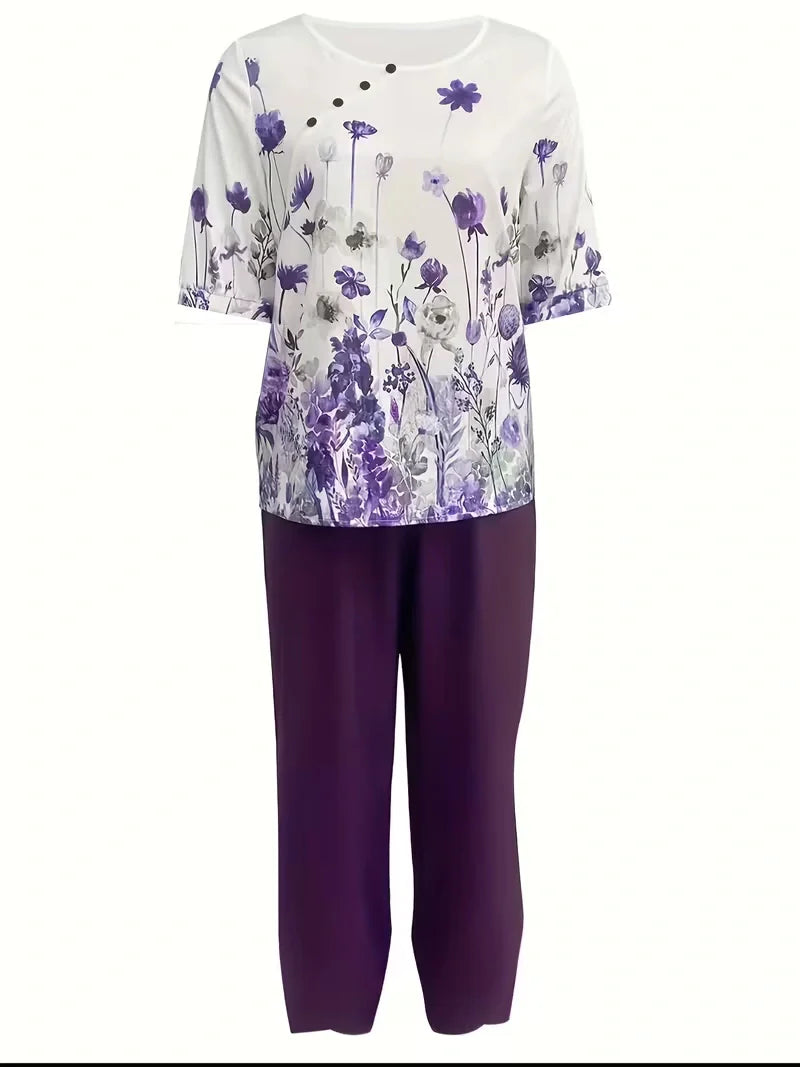 Breathable Floral Top & Pants Set – Perfect Summer Outfit