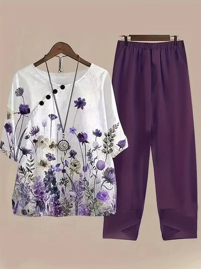 Breathable Floral Top & Pants Set – Perfect Summer Outfit