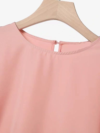 Effortless Everyday Elegance — Ruffle Blouse and Pleated Skirt Coord Set for Women