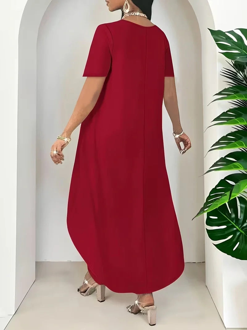 Irregular Hem Longline Top and Wide Leg Pants Set for Women — Plus Size Two Tone Co-ord