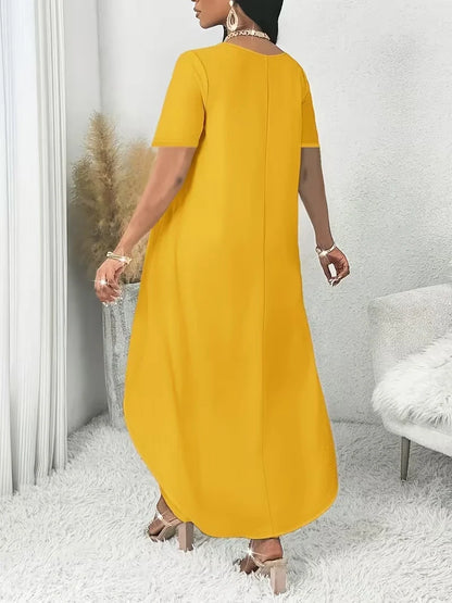 Irregular Hem Longline Top and Wide Leg Pants Set for Women — Plus Size Two Tone Co-ord