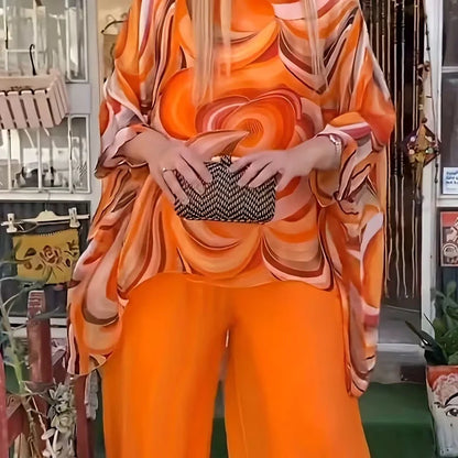 2-Piece Floral Chiffon Top and Pants Set Delivers All-Day Vacation Ease