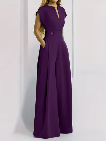 Women’s Wide Leg Jumpsuit Tailored Fit with Structured Waist for Effortless Style