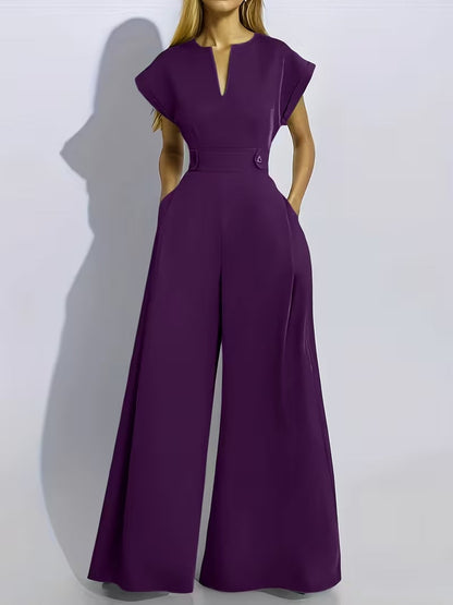 Women’s Wide Leg Jumpsuit Tailored Fit with Structured Waist for Effortless Style